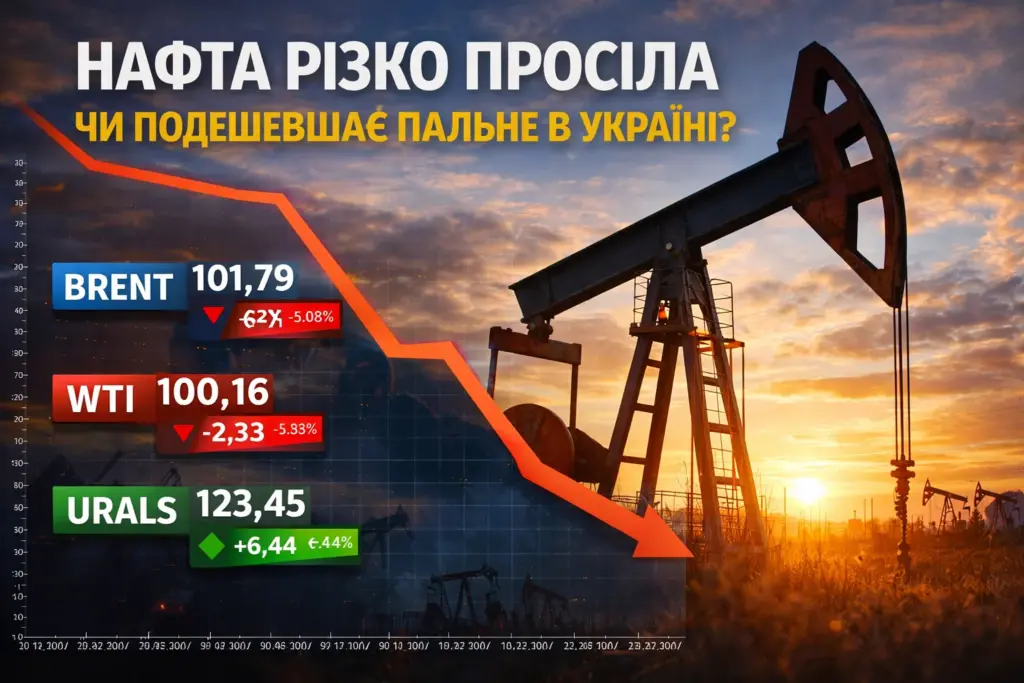 ціна на нафту сьогодні brent wti urals 1 квітня 2026 падіння цін
