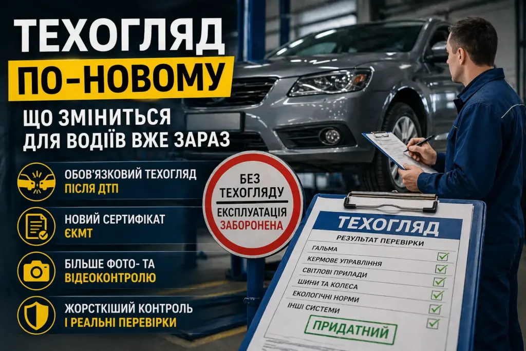 техогляд в Україні нові правила 2026 перевірка авто після ДТП сертифікат ЄКМТ