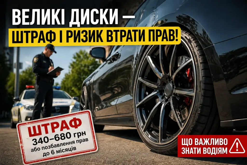 штраф за великі диски в Україні 340 680 грн поліція перевірка авто