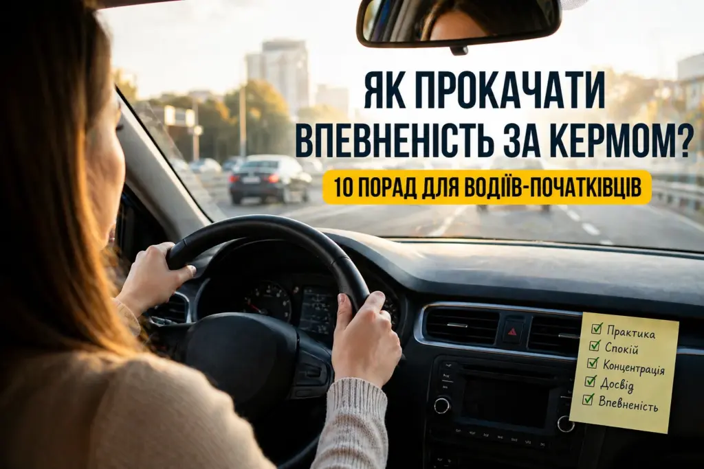 водій новачок за кермом впевненість водіння поради дорога місто