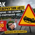 дорожній знак перевернуте авто попередження дтп штрафи водії європа