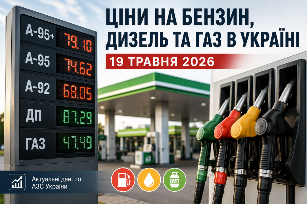 Ціни на бензин, дизель та газ в Україні на АЗС 19 травня 2026 року