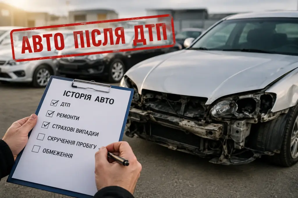 Автомобіль після ДТП на авторинку в Україні