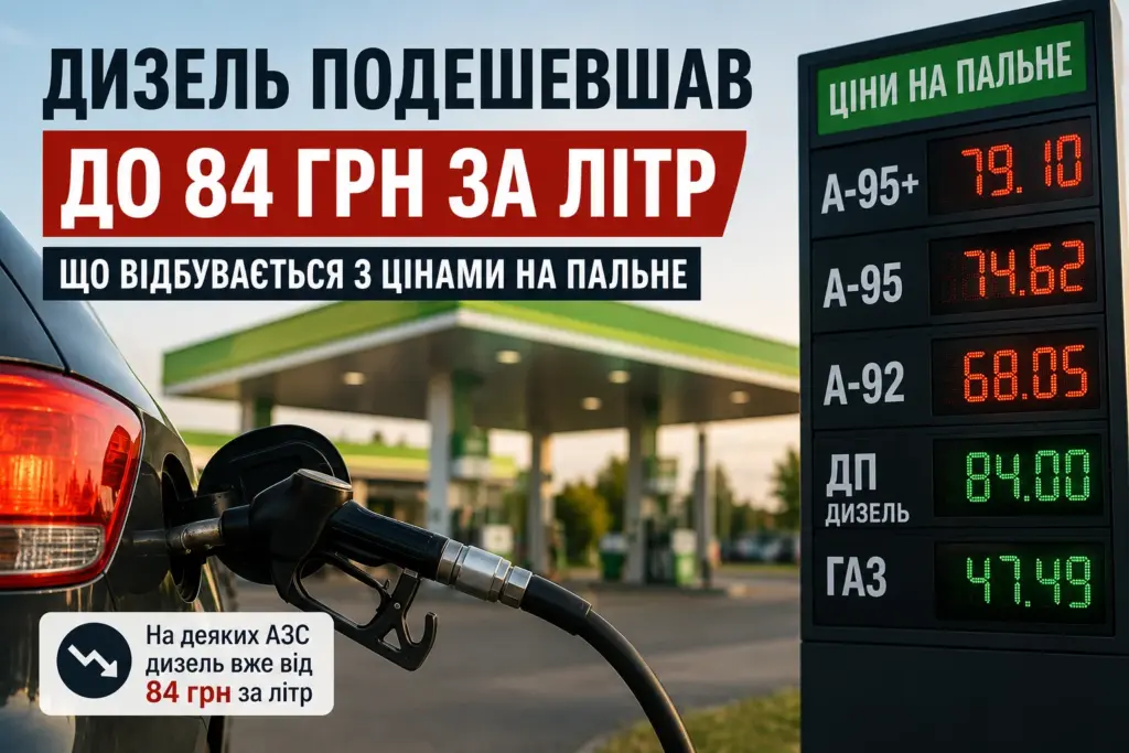 Дизельне паливо в Україні подешевшало до 84 грн за літр на окремих АЗС