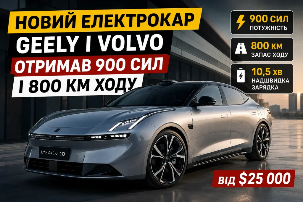 Новий електричний седан Lynk&Co 10 від Geely та Volvo з великим запасом ходу