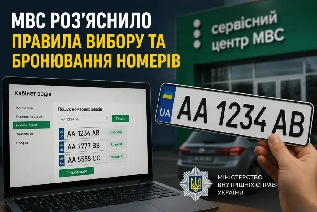 Онлайн бронювання автомобільних номерів через сервіс МВС