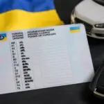 Нове українське водійське посвідчення з категоріями транспорту поруч із ключем від авто
