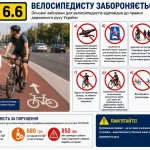 ПДР 6.6 заборони для велосипедистів та штрафи за порушення правил