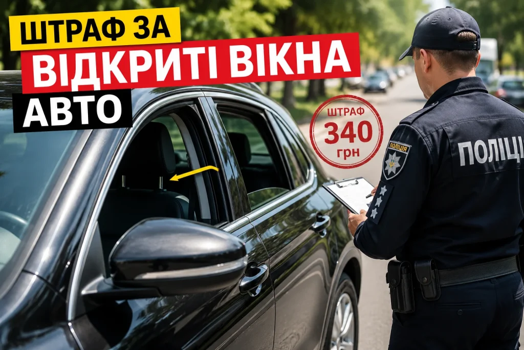 поліцейський біля автомобіля з відкритим вікном в Україні