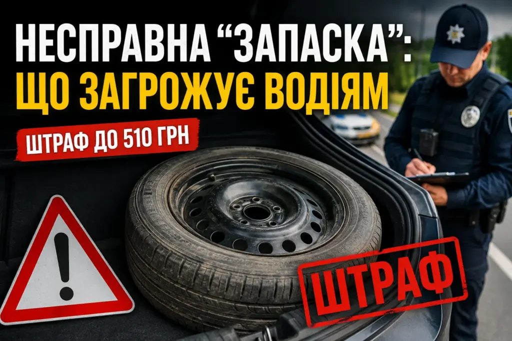 Стара запаска в багажнику автомобіля та поліцейський на дорозі — водіїв попередили про можливі штрафи
