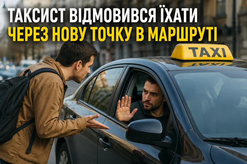 Таксист відмовився їхати через нову точку в маршруті після зміни поїздки пасажиром
