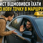 Таксист відмовився їхати через нову точку в маршруті після зміни поїздки пасажиром