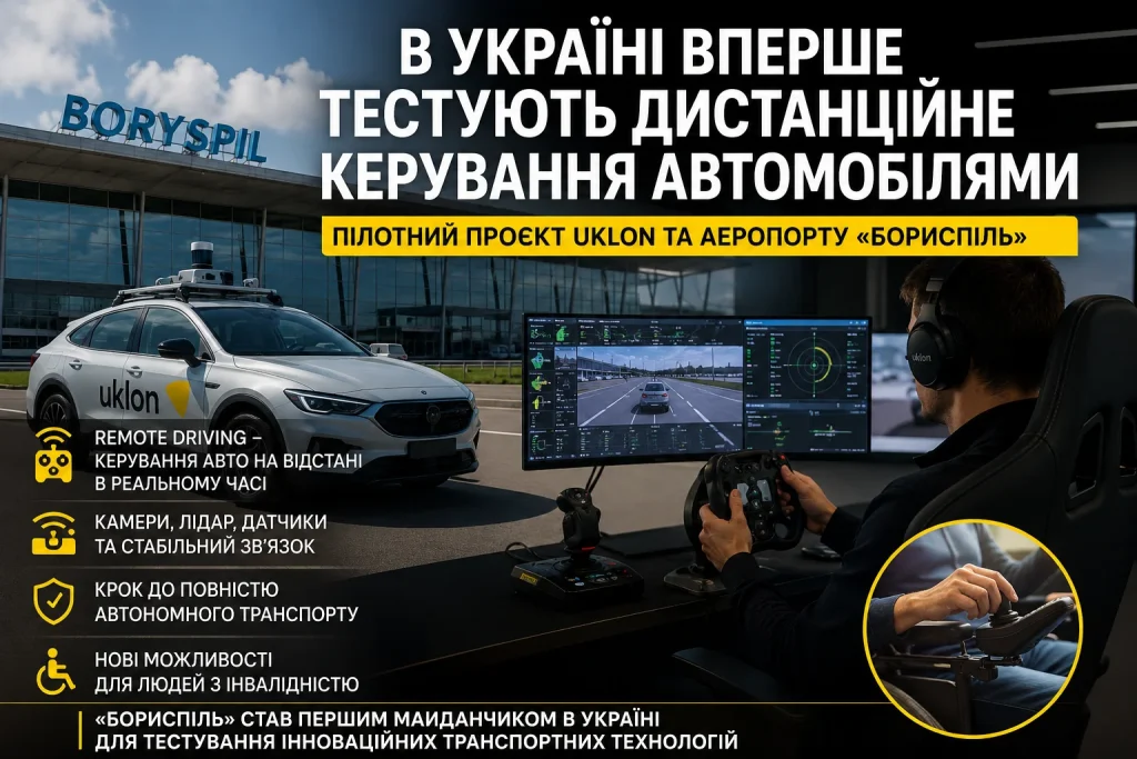 Тестування дистанційного керування автомобілем в аеропорту Бориспіль