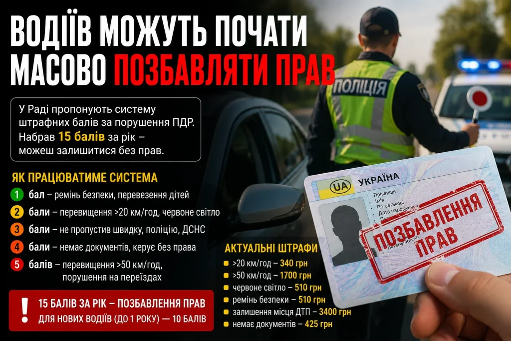 Поліція може почати масово позбавляти водіїв прав за порушення ПДР