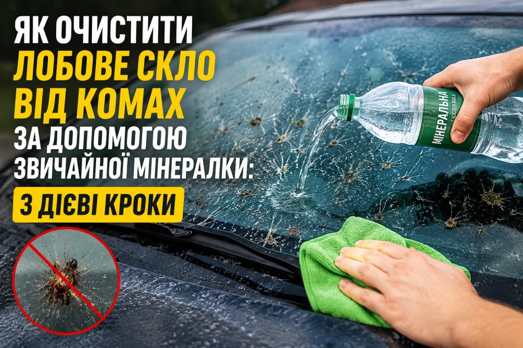 Як швидко очистити лобове скло від комах за допомогою мінералки