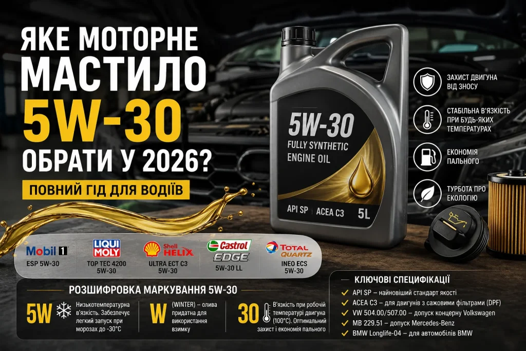 Яке моторне мастило 5W-30 обрати для автомобіля у 2026 році