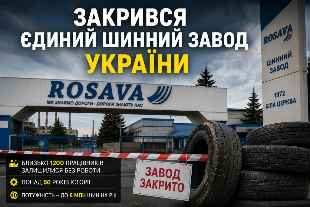 Закритий шинний завод Росава у Білій Церкві після зупинки виробництва
