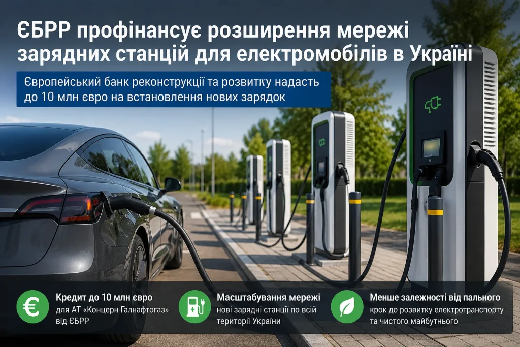 Зарядна станція для електромобілів в Україні після інвестицій ЄБРР