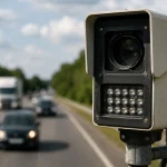 Камера автоматичної фіксації швидкості на трасі контролює рух автомобілів в Україні