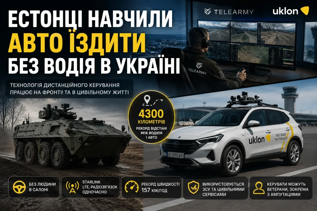 Естонці навчили авто їздити без водія в Україні — дистанційно керований автомобіль Telearmy для Uklon та ЗСУ