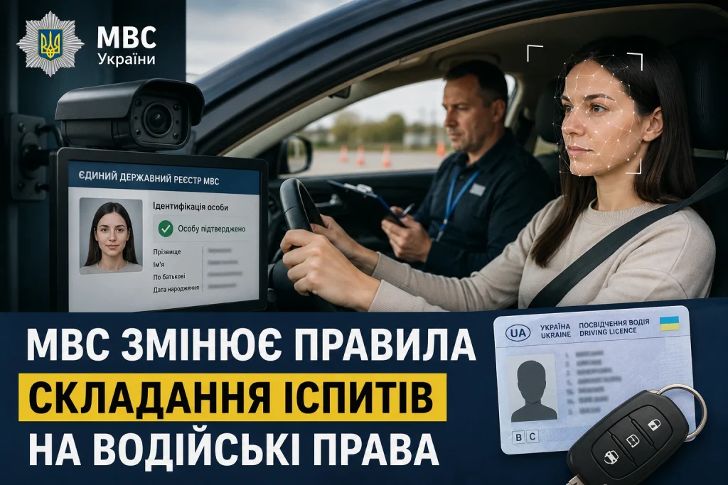 Кандидат складає теоретичний іспит на водійські права під контролем системи фотофіксації МВС