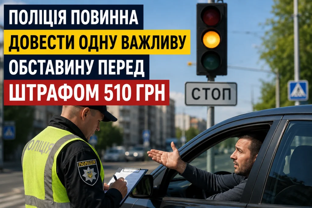 Поліція повинна довести одну важливу обставину перед штрафом 510 грн за проїзд на жовтий сигнал світлофора