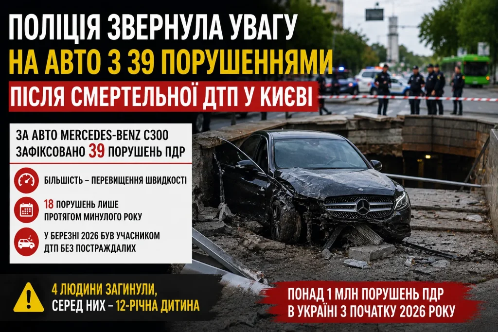 Поліція звернула увагу на авто з 39 порушеннями після смертельної ДТП у Києві