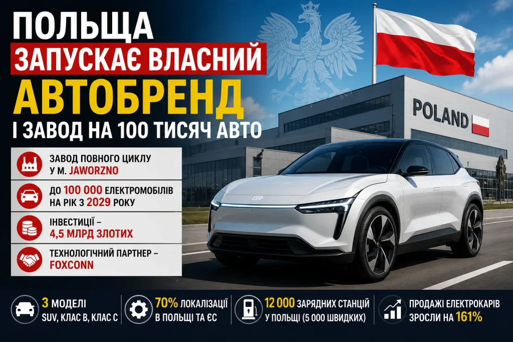 Польща запускає власний автобренд і завод на 100 тисяч електромобілів