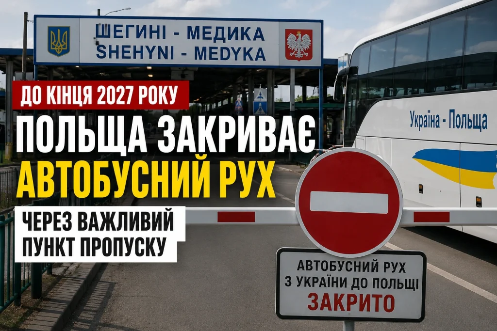 Польща закриває автобусний рух через пункт пропуску Шегині–Медика до кінця 2027 року