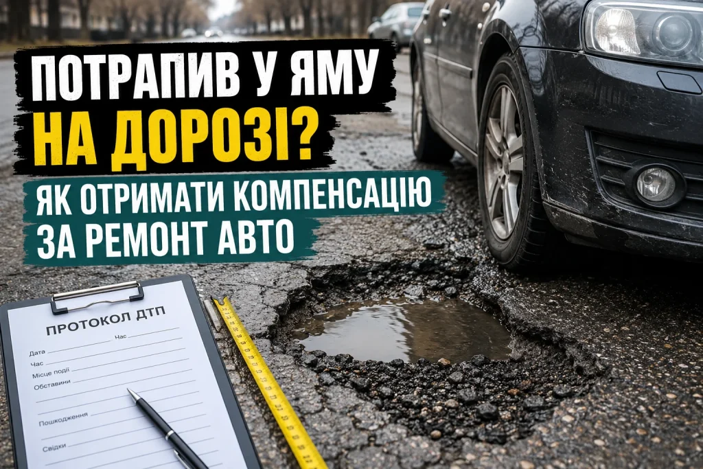 Потрапив у яму на дорозі як отримати компенсацію за ремонт автомобіля
