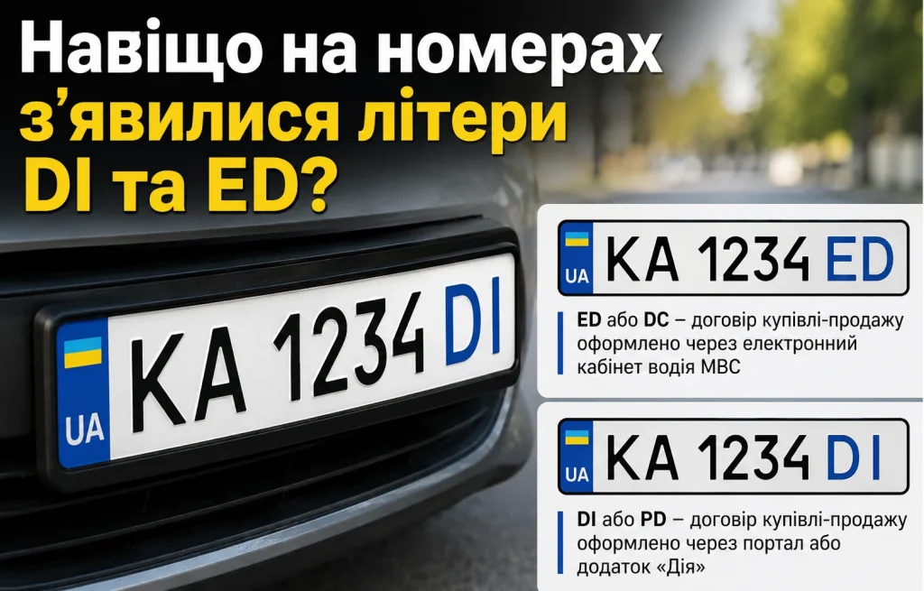Що означають літери DI та ED на українських номерних знаках