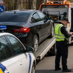Поліція евакуює автомобіль порушника після серйозного порушення ПДР в Україні