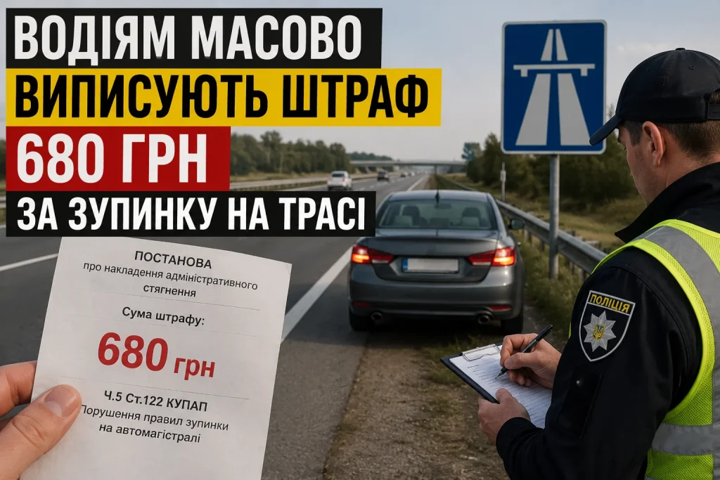 Водіям масово виписують штраф 680 грн за зупинку на трасі