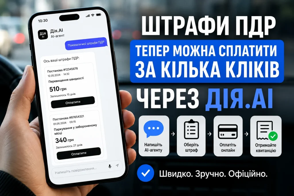 Штрафи ПДР тепер можна сплатити за кілька кліків через Дія.АІ