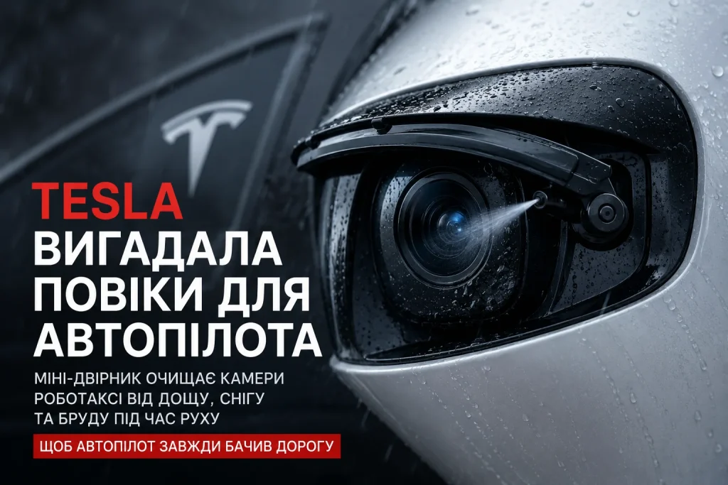 Tesla вигадала повіки для автопілота — нова система очищення камер роботаксі від дощу та бруду