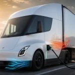 Tesla Semi заряджається на швидкісній станції під час літньої спеки
