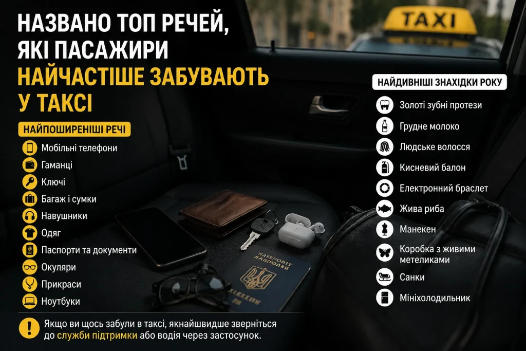 Названо ТОП речей, які пасажири найчастіше забувають у таксі