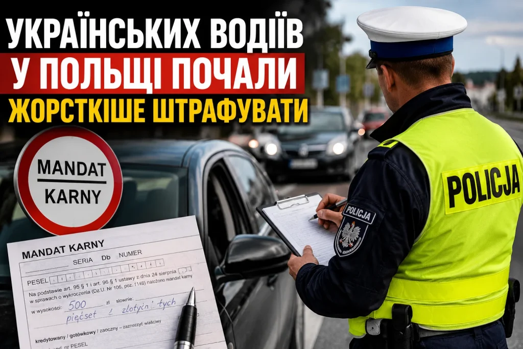Українських водіїв у Польщі почали жорсткіше штрафувати за порушення правил дорожнього руху