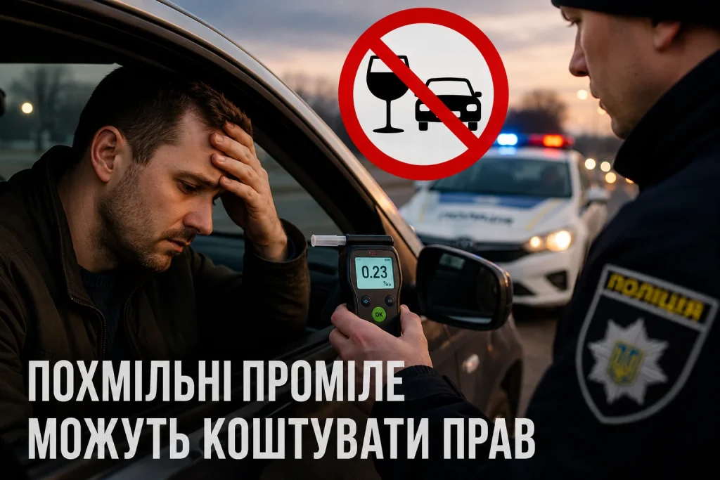 Водії ризикують втратити права через похмільні проміле