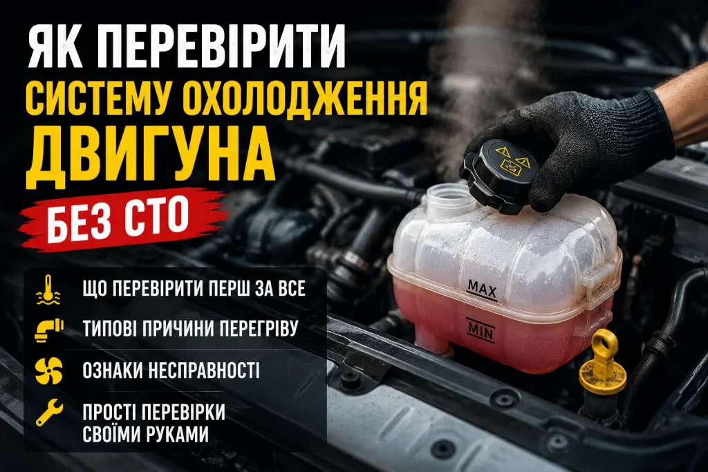 Перевірка системи охолодження двигуна автомобіля та рівня антифризу під капотом