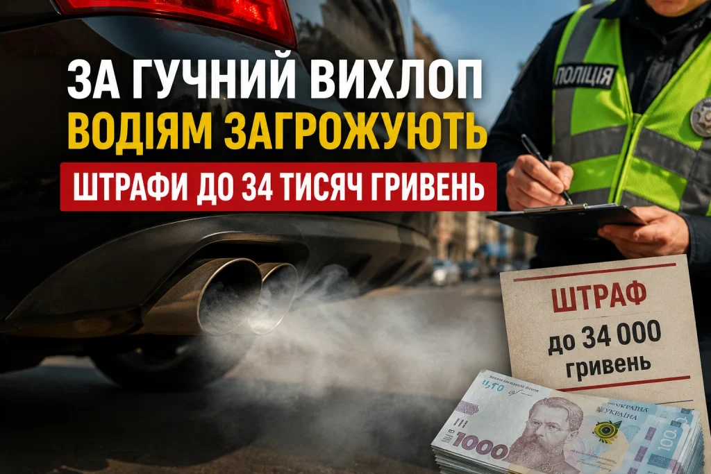 За гучний вихлоп водіям загрожують штрафи до 34 тисяч гривень