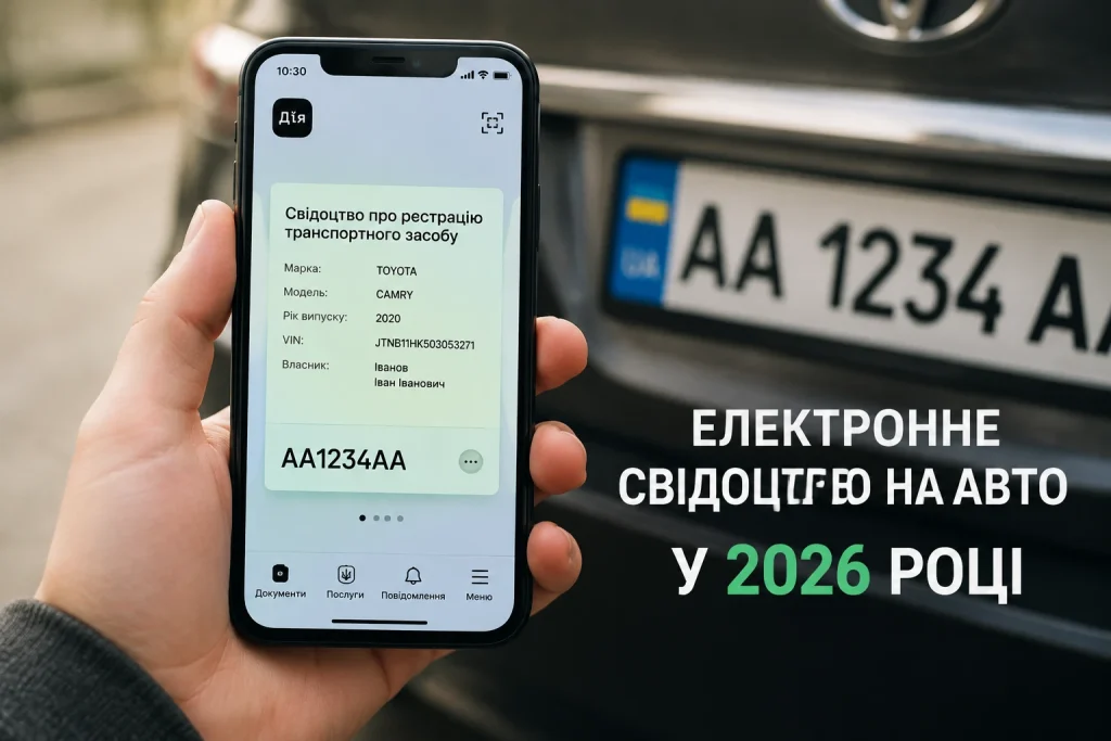 Електронне свідоцтво про реєстрацію авто в Україні у застосунку Дія
