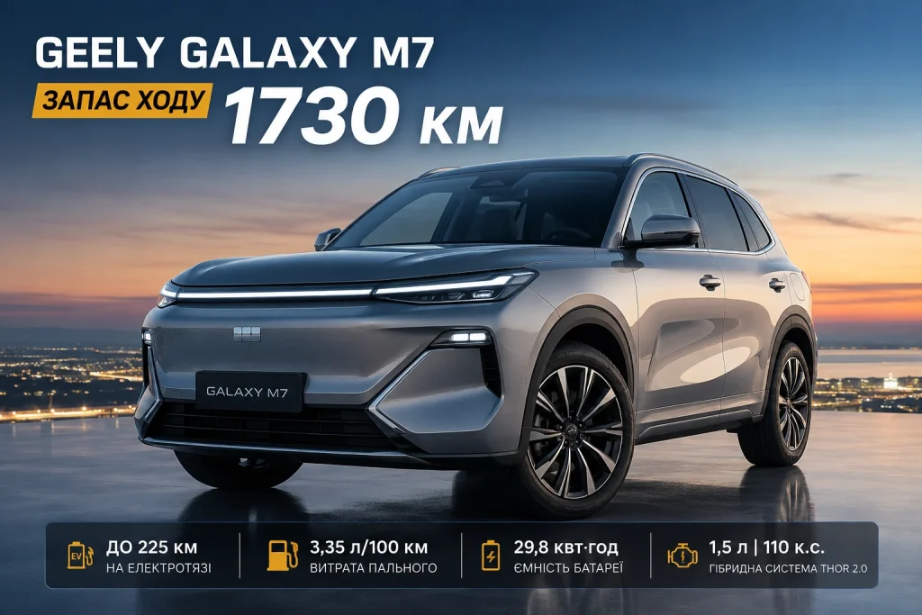 Geely Galaxy M7 із заявленим запасом ходу до 1730 км
