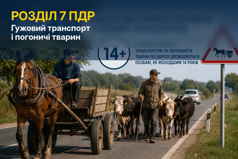 Гужовий транспорт і погоничі тварин: небезпечні порушення розділу 7 ПДР України
