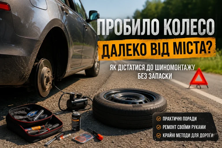 Пробило колесо далеко від міста: як підготуватися та вибратися без запаски