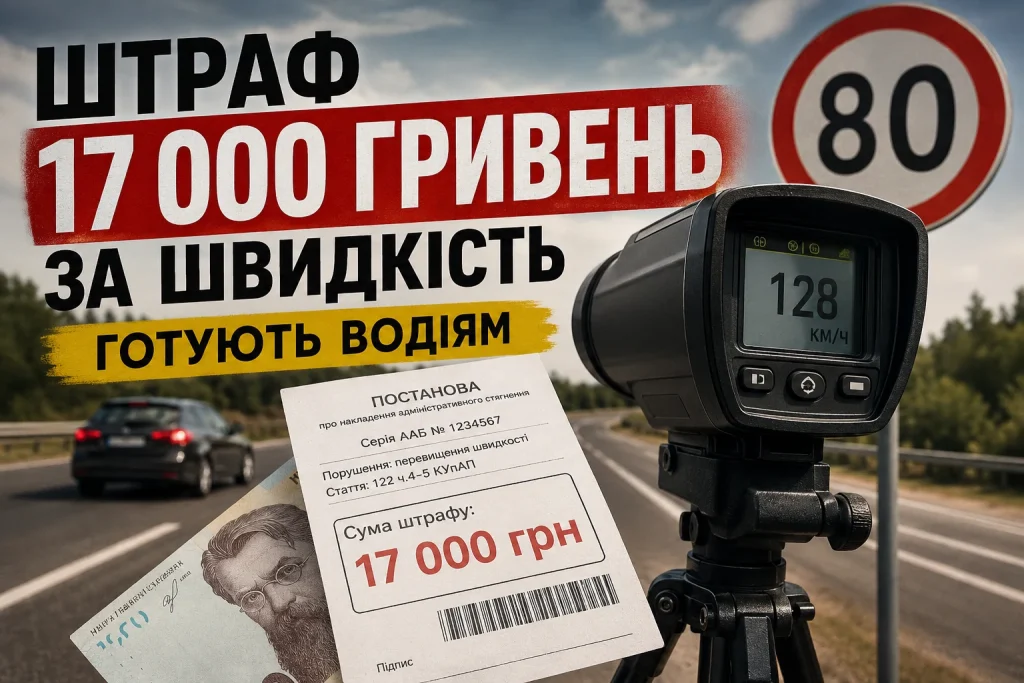 Штраф 17 000 гривень за перевищення швидкості в Україні