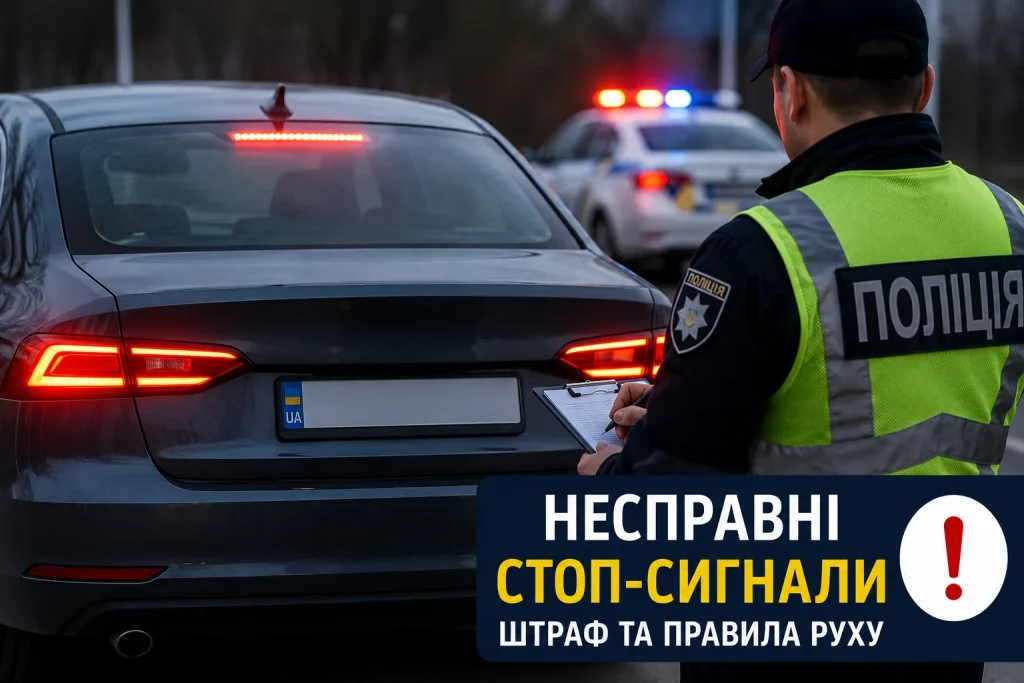 Поліція перевіряє автомобіль із несправними стоп-сигналами