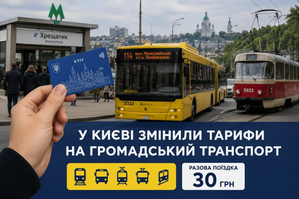 У Києві змінили тарифи на громадський транспорт: нова вартість проїзду 30 гривень