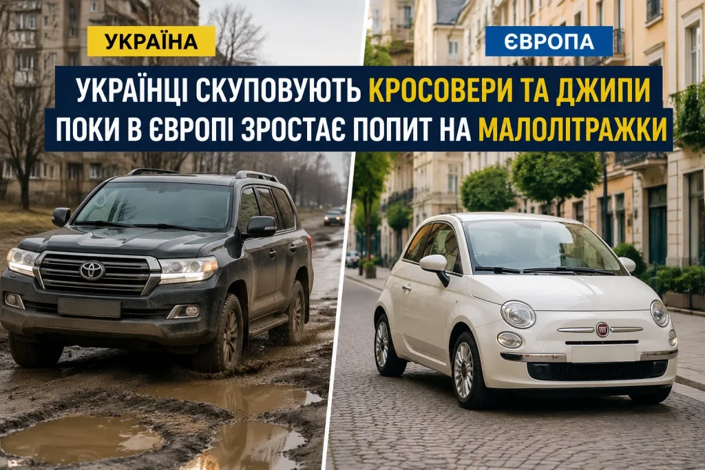 Українці обирають кросовери та джипи, а в Європі зростає попит на малолітражні автомобілі