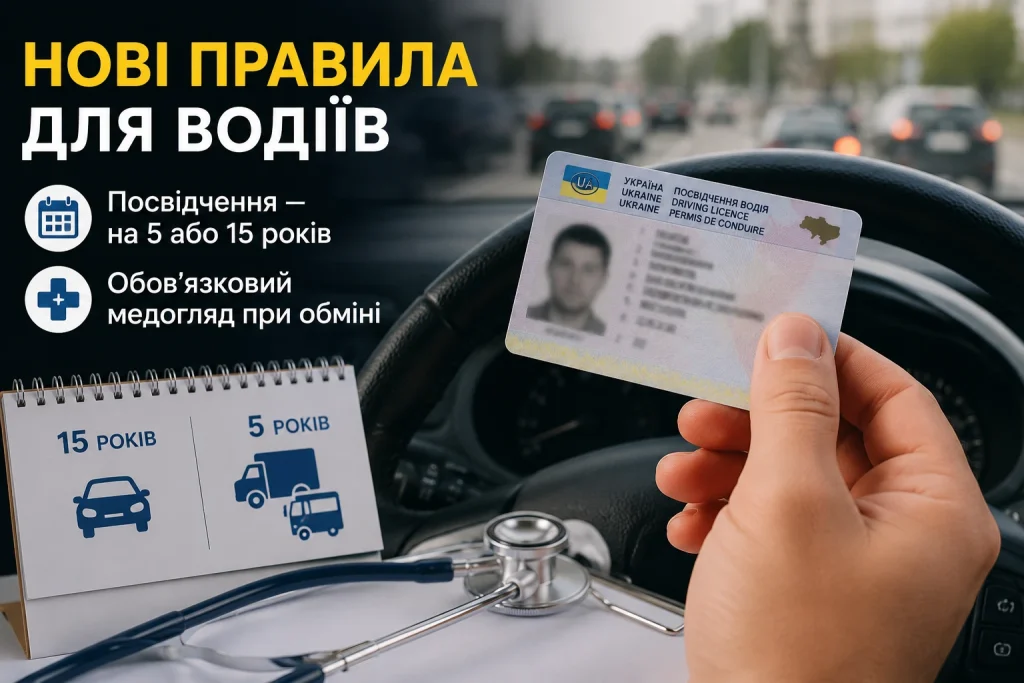 Нові правила видачі водійських посвідчень в Україні передбачають різний термін дії документів та обов'язкові медичні огляди